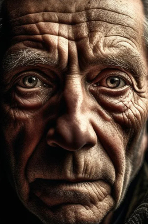Prompt:masterpiece, best quality, portrait of an old man, 50mm, solo, natural skin texture, realistic eye and face details, dark, deep shadow, darkness, moonlight, award winning photo, extremely detailed, fine detail, highly detailed, extremely detailed eyes and face, piercing red eyes, detailed clothes, skinny, gothic, native american clothing, analog film, stock photograph,