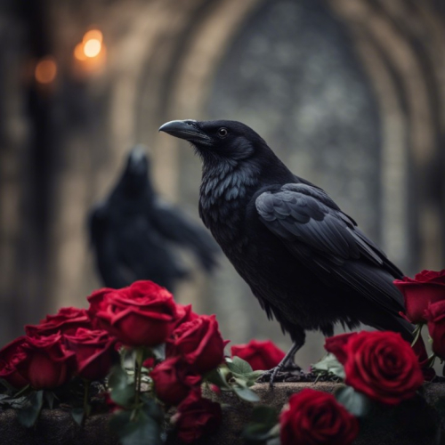 Gothic raven with roses
