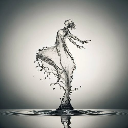 A minimal Splashing Clear Water Making an Illusion of a dancing Figure :::: Project Splashes of Simplicity by Qamar Riaz