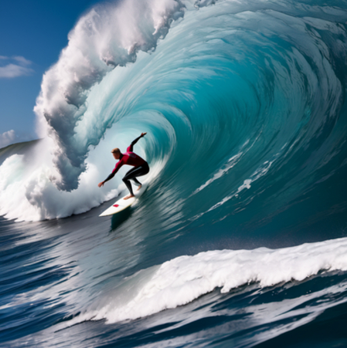 A surfer riding a massive wave, eyes conquering the ocean's power, portrait, Leica M10-R, f/2.8, ISO 400, 1/160 sec, wave rider, oceanic adventure, --ar 1:1 --v 5.2 --style raw