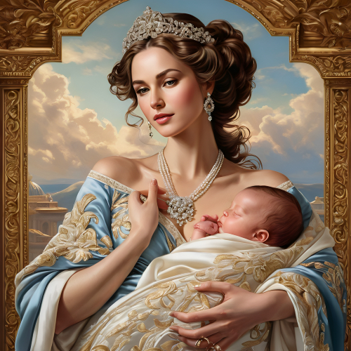 prompt:Illustrate a lifelike portrait of a mother holding her newborn child, capturing the profound love and vulnerability --ar 16:9 --v 5.2 --style raw