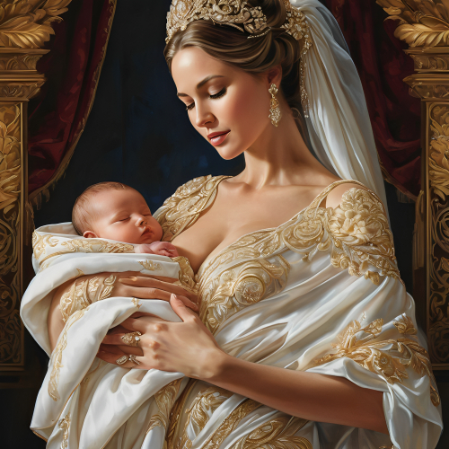 prompt:Illustrate a lifelike portrait of a mother holding her newborn child, capturing the profound love and vulnerability --ar 16:9 --v 5.2 --style raw