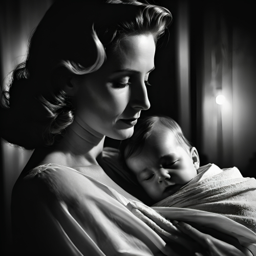 prompt:Illustrate a lifelike portrait of a mother holding her newborn child, capturing the profound love and vulnerability --ar 16:9 --v 5.2 --style raw