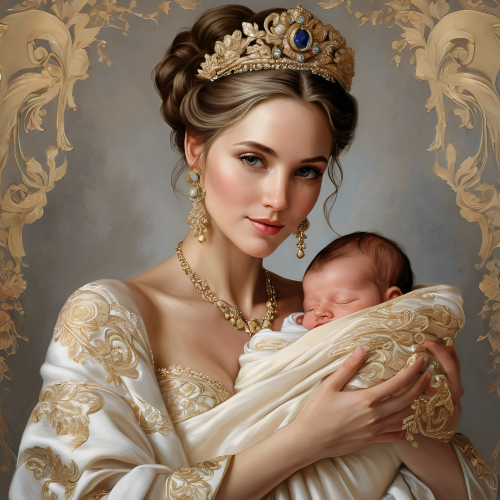 prompt:Illustrate a lifelike portrait of a mother holding her newborn child, capturing the profound love and vulnerability --ar 16:9 --v 5.2 --style raw