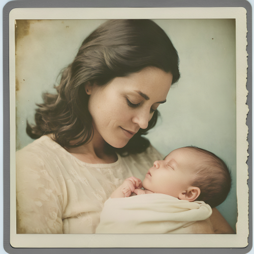 prompt:Illustrate a lifelike portrait of a mother holding her newborn child, capturing the profound love and vulnerability --ar 16:9 --v 5.2 --style raw