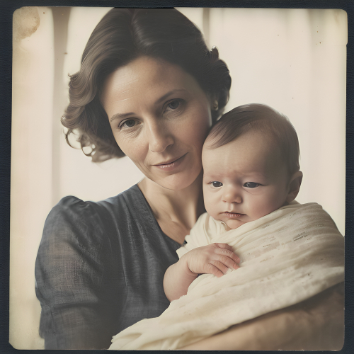 prompt:Illustrate a lifelike portrait of a mother holding her newborn child, capturing the profound love and vulnerability --ar 16:9 --v 5.2 --style raw