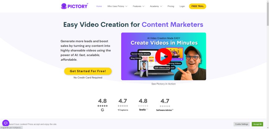 Pictory - Criação Fácil de Vídeos para Profissionais de Marketing de Conteúdo