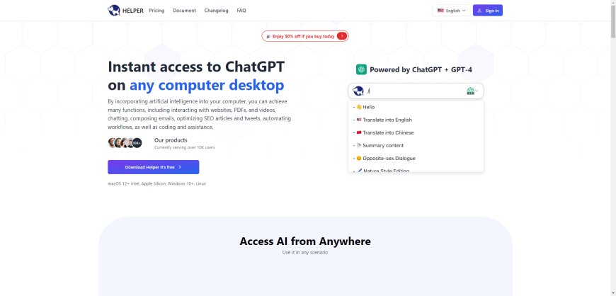 Helper: Aceda ao ChatGPT diretamente nas suas Aplicações Favoritas, Eliminando a Necessidade de Alternar Contextos