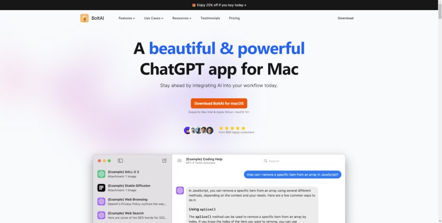 Bolt AI: Uma Aplicação Poderosa e Esteticamente Atraente do ChatGPT para Mac